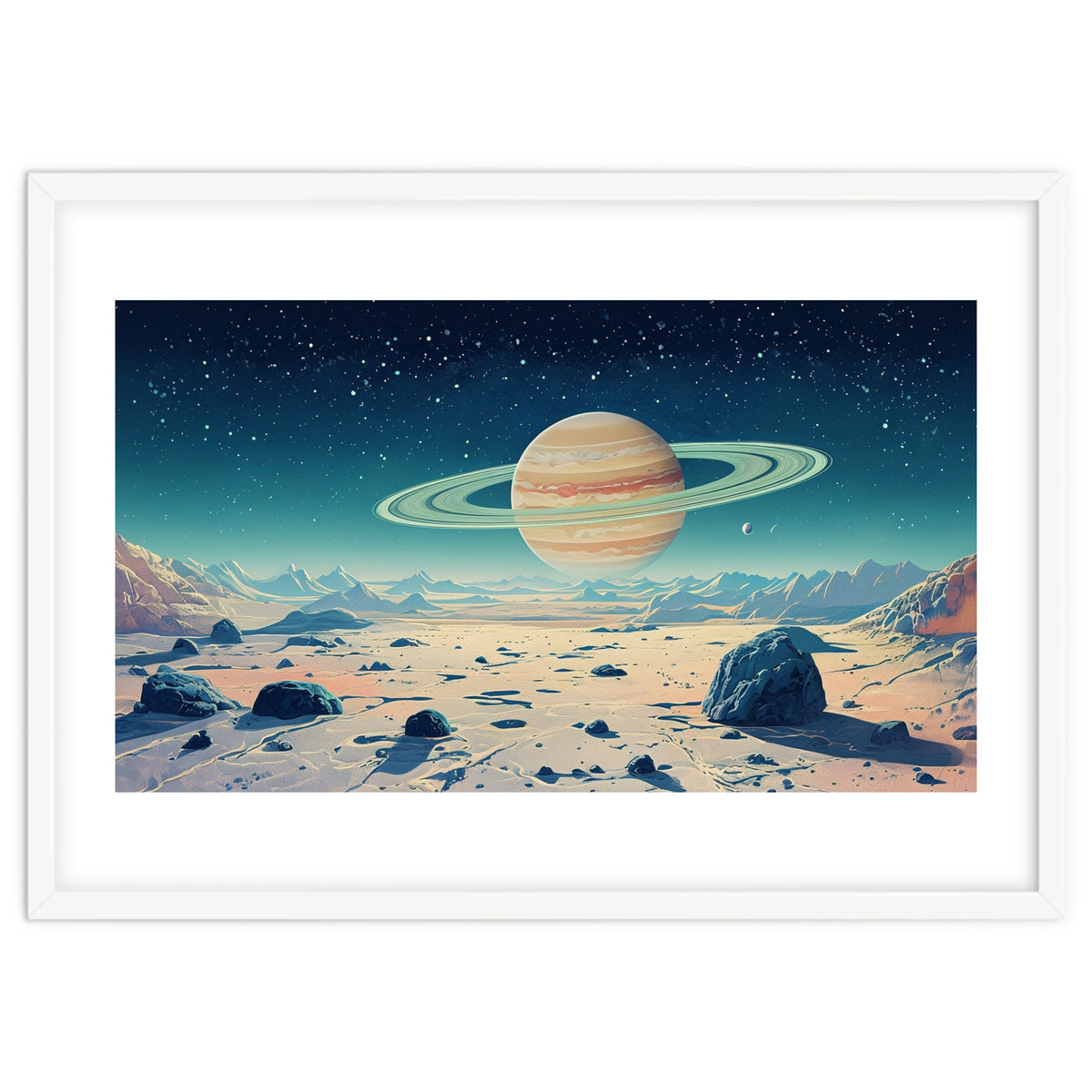 Alien Horizon: Saturn-Inspired Planetary Landscape