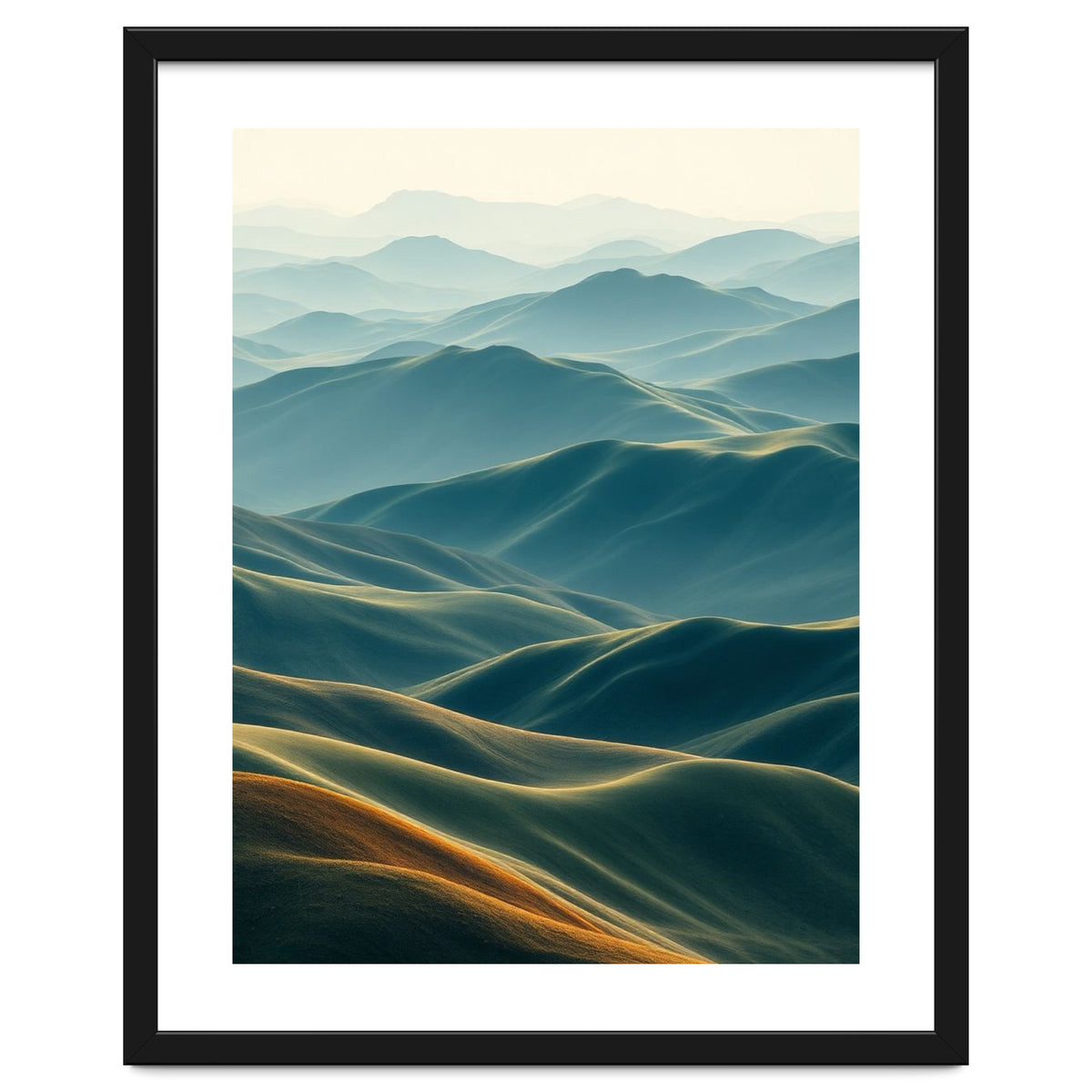 Minimalist Misty Mountain Landscape Wall Art
