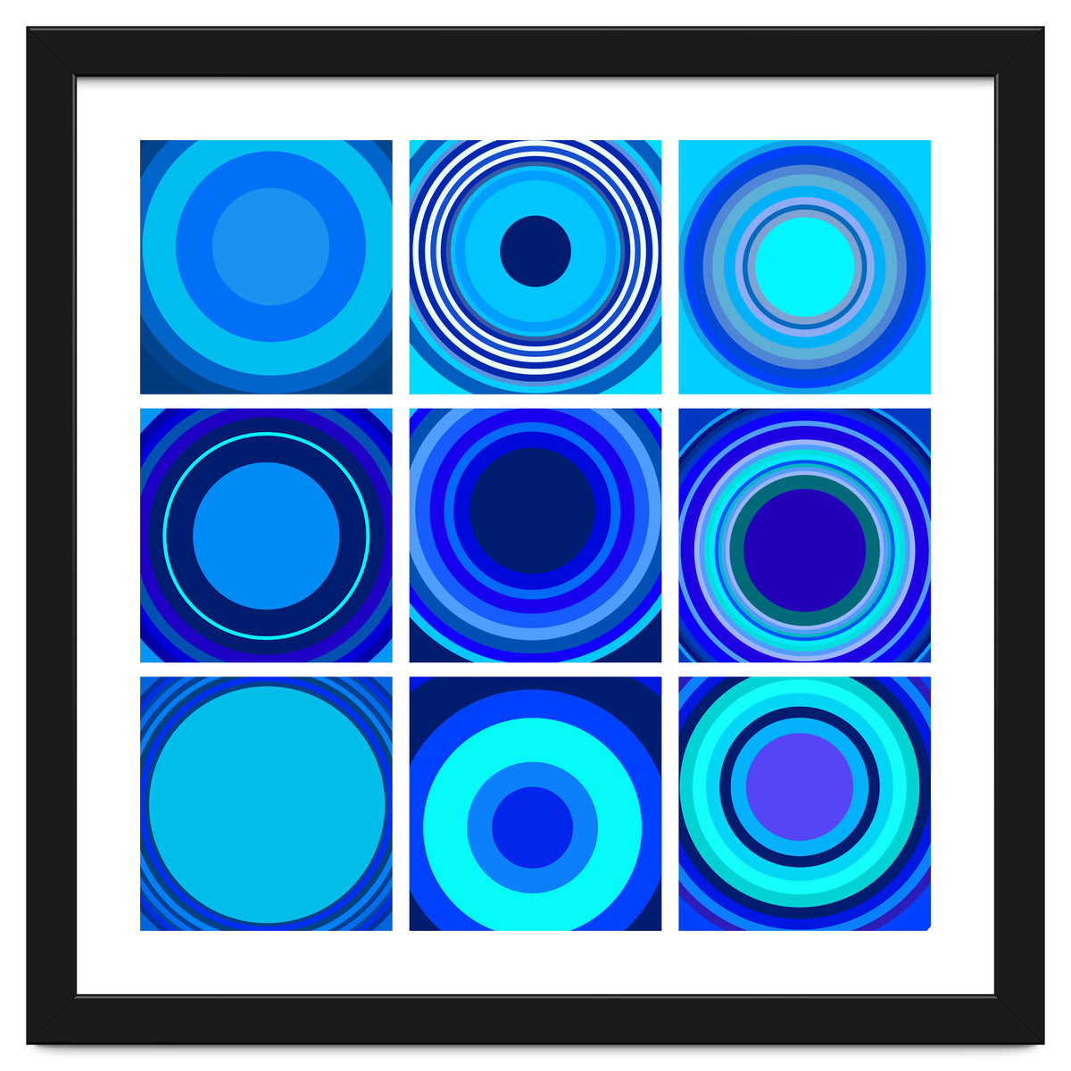 Circles & Rectangles Alt Blue 3 X 3: 3