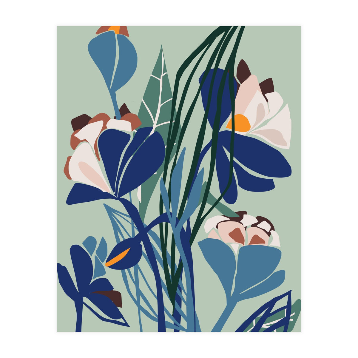 Florals At Night – Modern Illustration Light (Print Only)