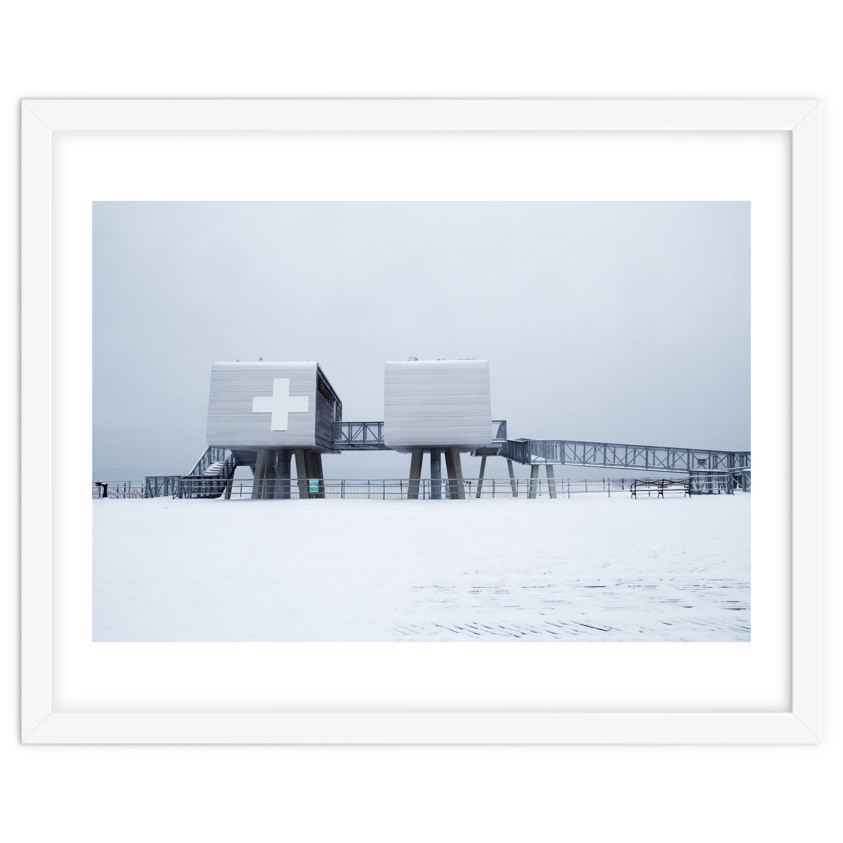 First aid house in the winter seascape