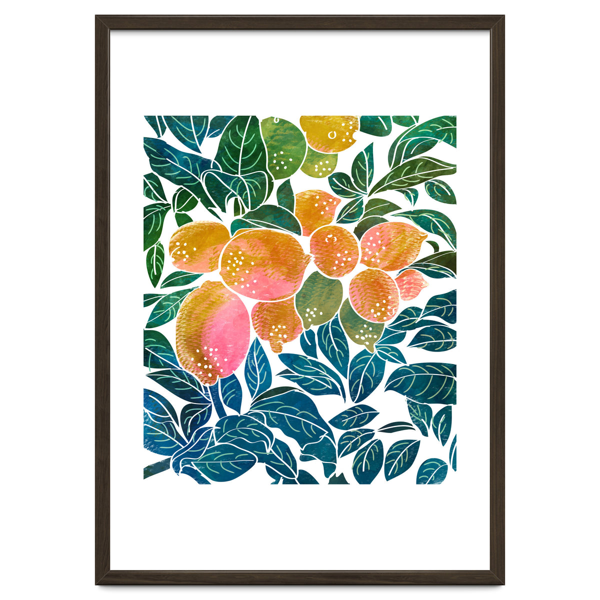 Lemons | Watercolor Modern Boho Botanical Painting | Pastel Summer Jungle Garden Juicy Fresh