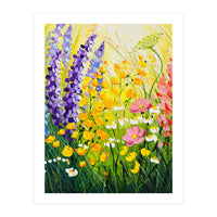 Sun-Drenched Wildflower Meadow Oil Painting (Print Only)