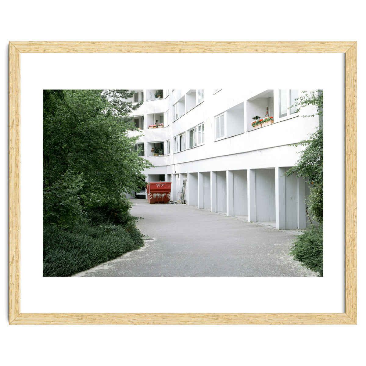 Red container in the residential site