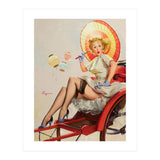 Pinup Girl In Rickshaw Experiencing Sudden Wind (Print Only) thumbnail