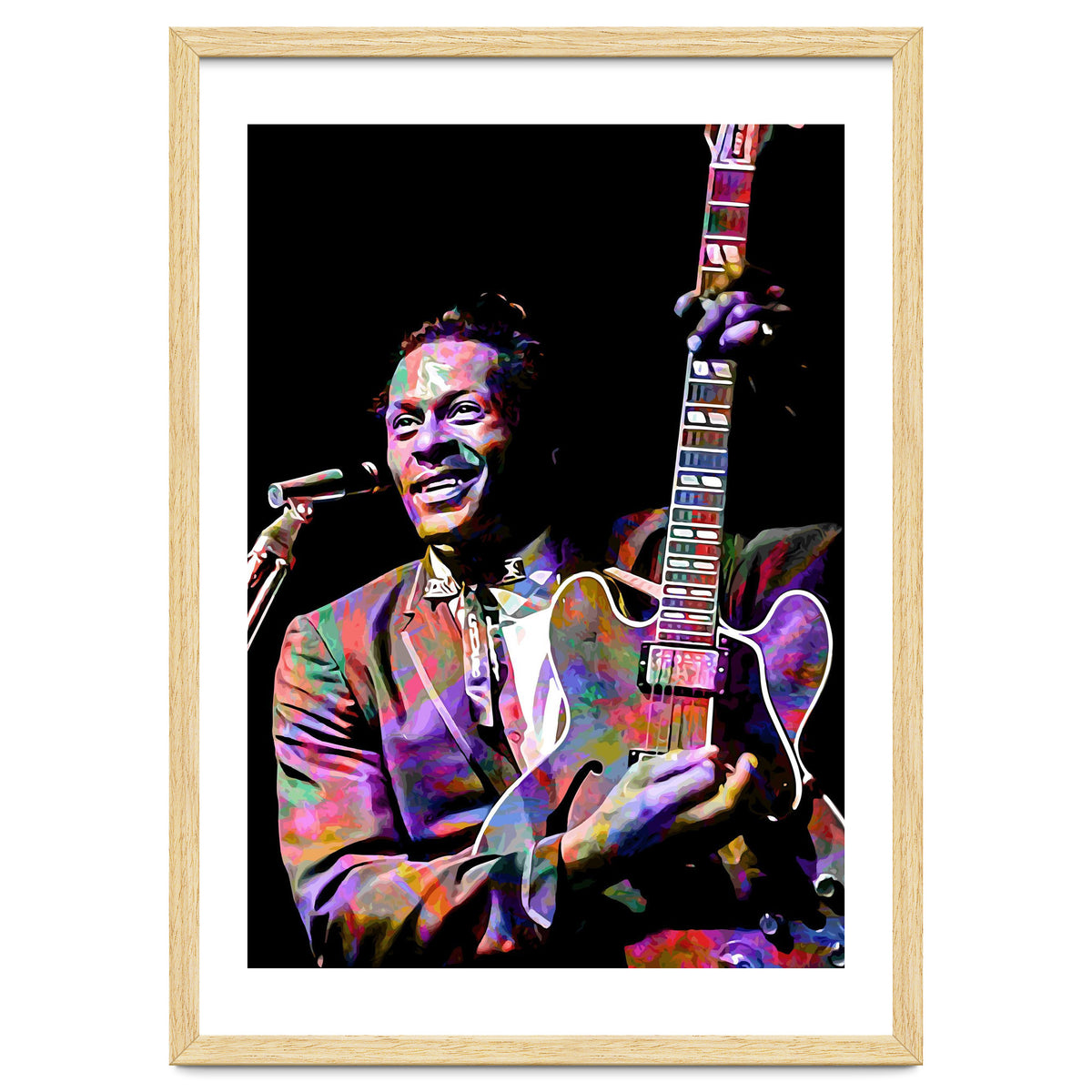 Chuck Berry Rock and Roll Guitarist Colorful