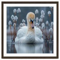 Swan Floating Serene On Calm Water