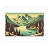 Vintage Alpine Lake Poster (Print Only) thumbnail