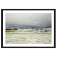 Tourists at the volcano steam spot - Iceland