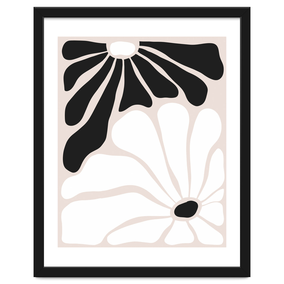 Floral Yin Yang, Scandinavian Nature Flowers Botanical Concept, Plants Blossom Positivity Neutral Minimalism