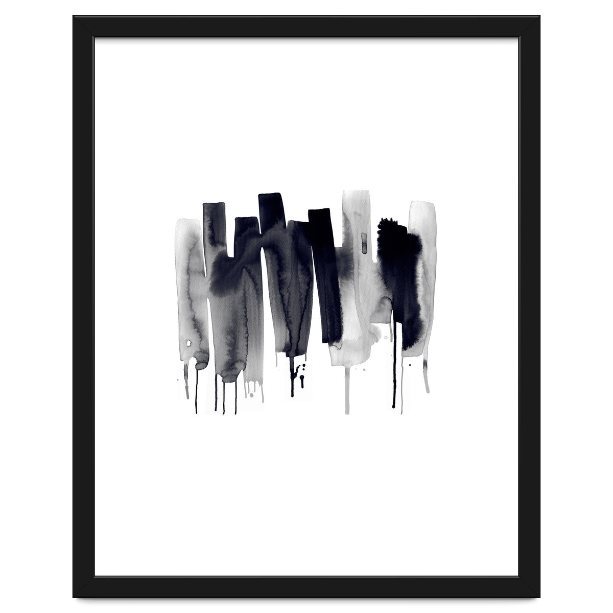 Abstract Watercolor Stripes Minimal Black