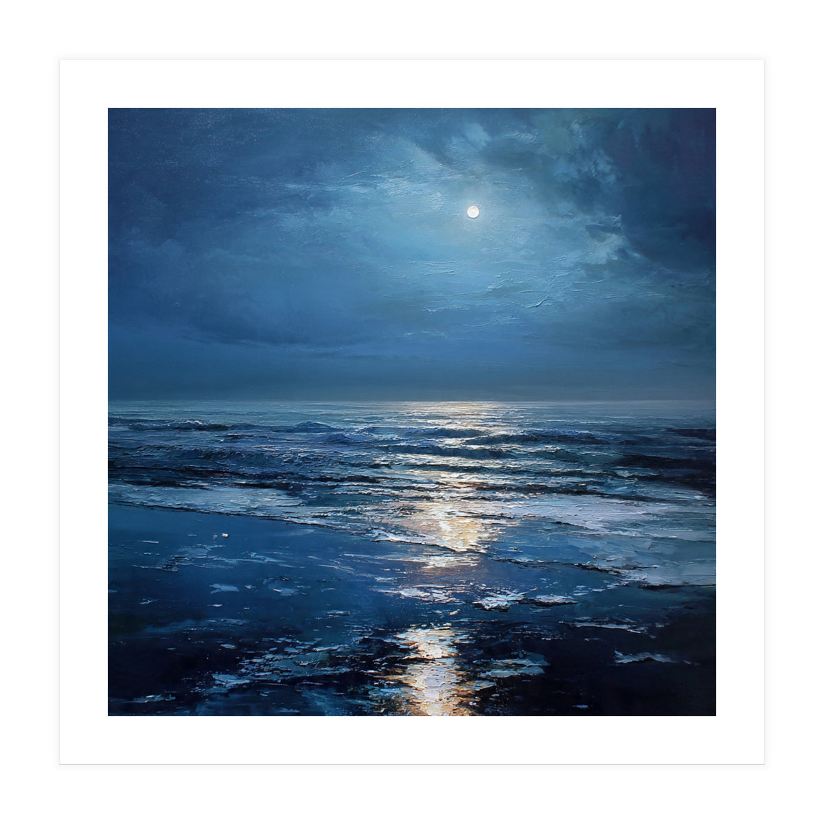Midnight Blue Moonlit Seascape (Print Only)