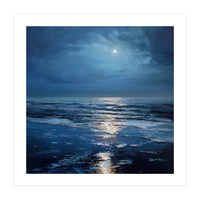 Midnight Blue Moonlit Seascape (Print Only)