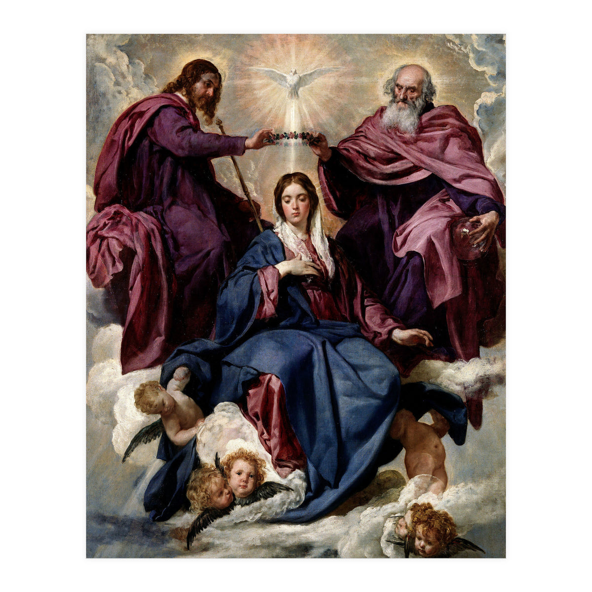 'The Coronation of the Virgin', ca. 1635, Spanish School, Oil on canvas, 176 cm x 124 cm, P01168. (Print Only)