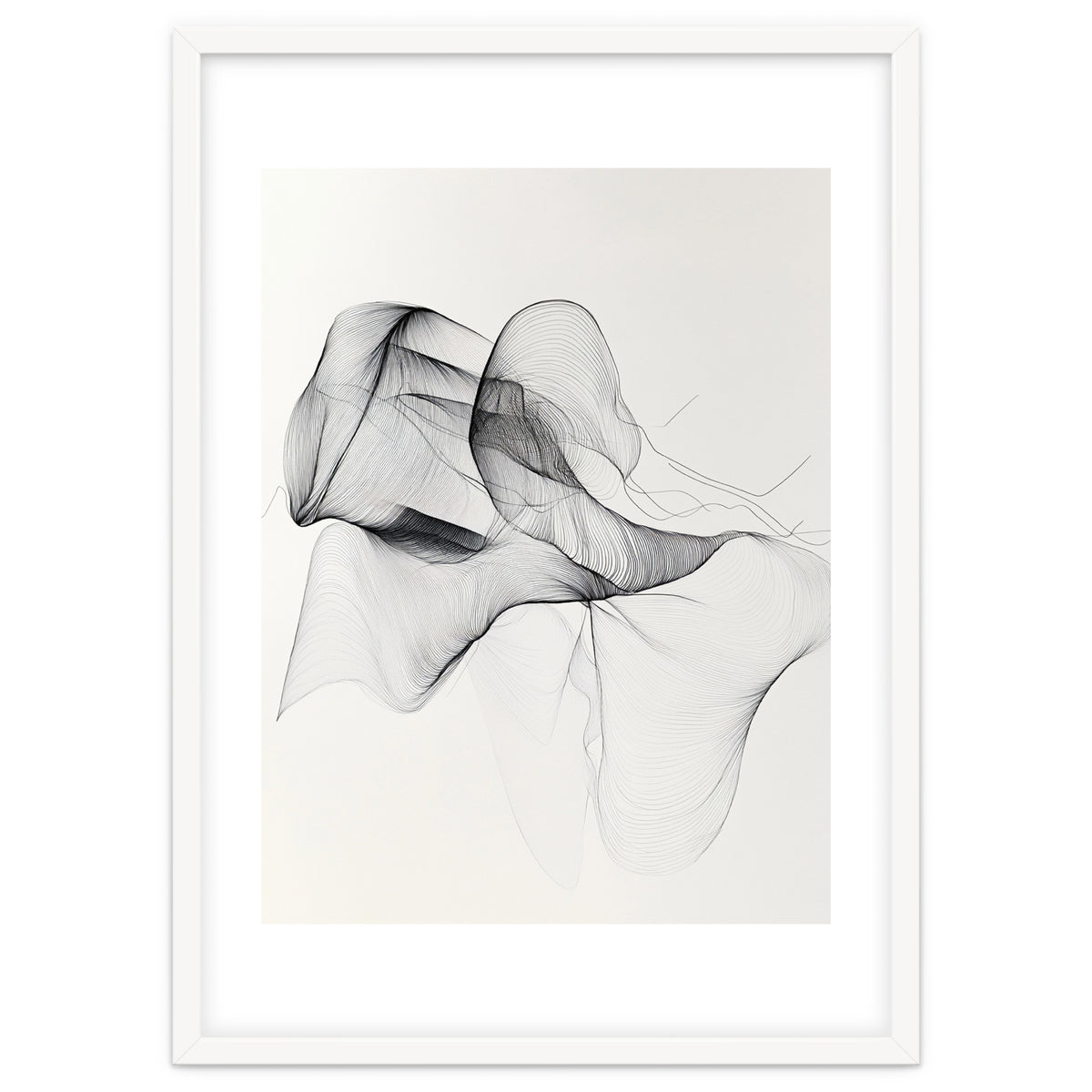 Abstract Black And White Flowing Lines Art