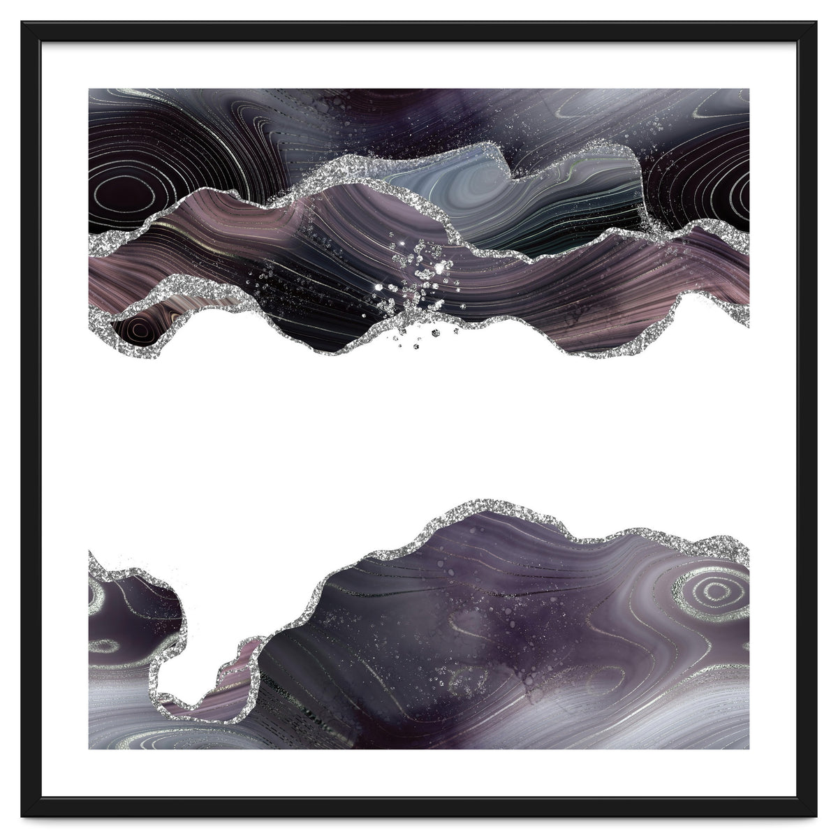 Black & Silver Glitter Agate Texture 07