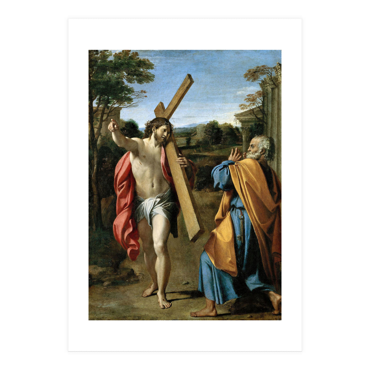 Annibale Carracci / 'Domine, quo vadis?', c. 1602, Oil on panel, 77.4 x 56.3cm. AGOSTINO CARRACCI. (Print Only)