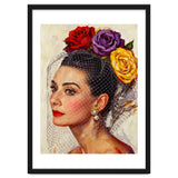 Audrey Hepburn, Impasto Floral Veil Portrait, Classic Hollywood Oil Painting, thumbnail