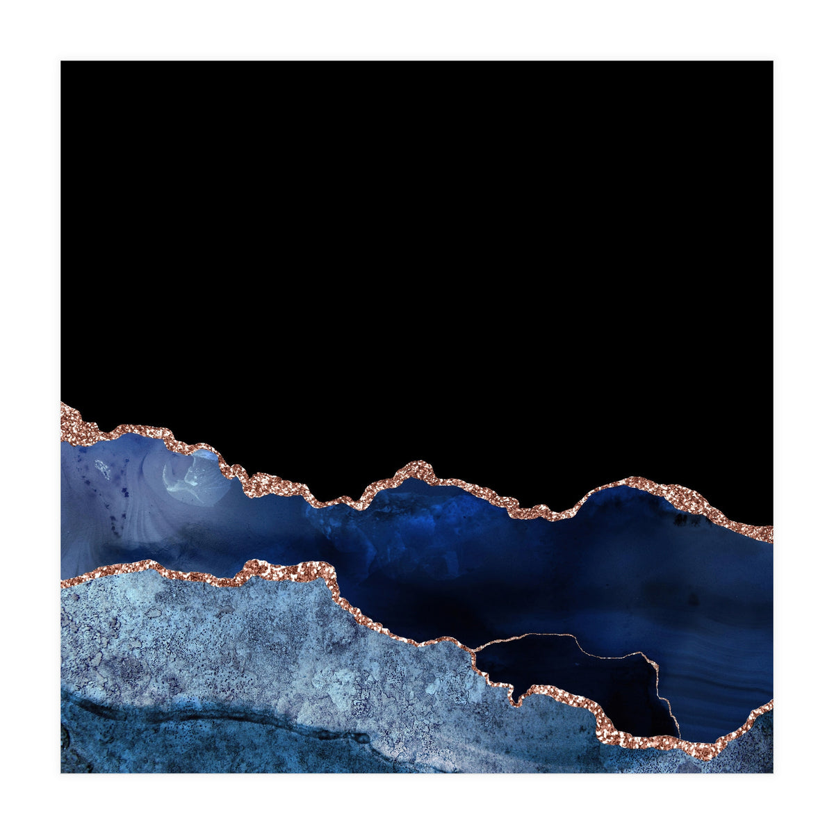 Navy & Rose Gold Agate Texture 10 (Print Only)