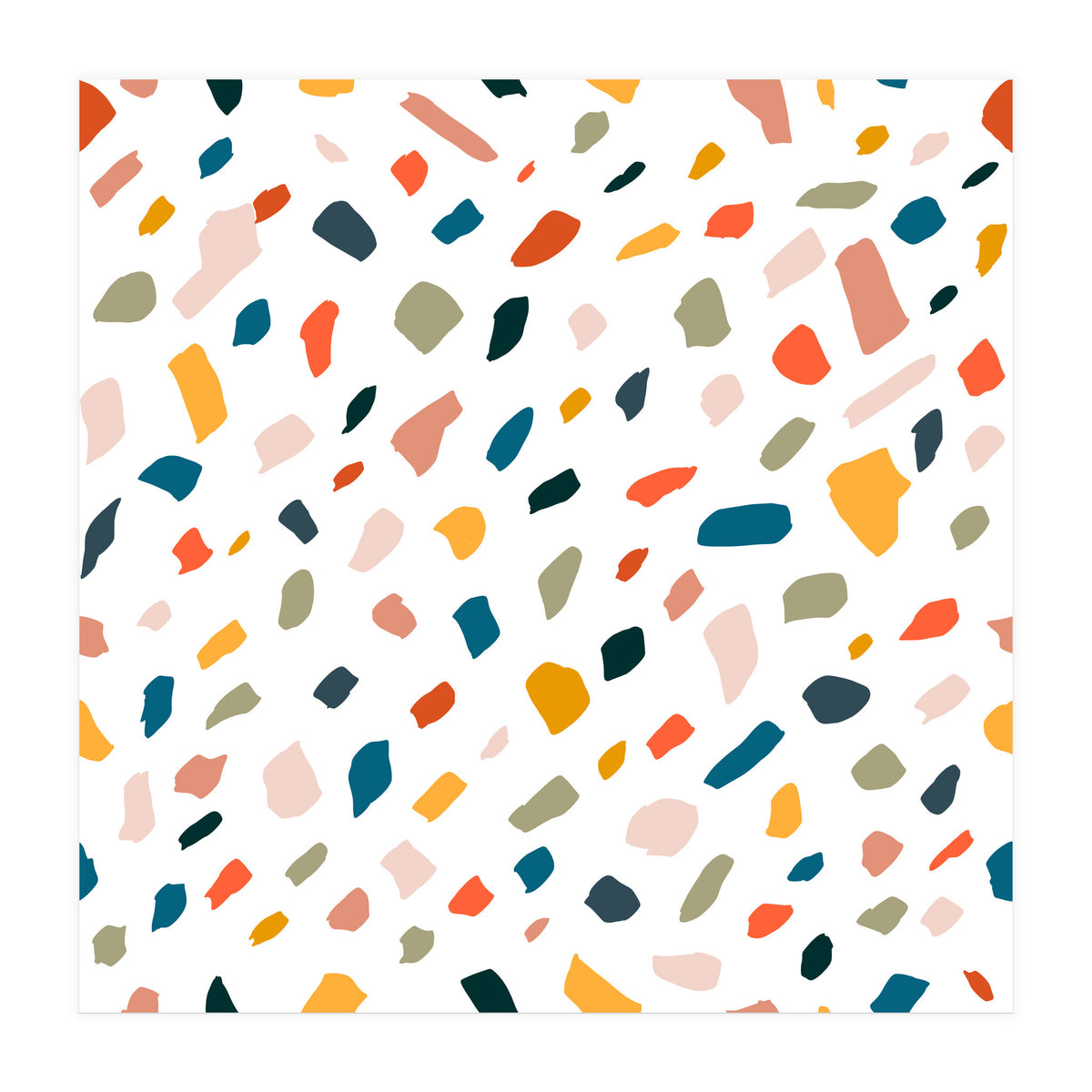 TerrazzoTerrazzo, Abstract Quirky Shapes Bohemian Modern Pattern Confetti Celebration Random Colorful Shapes (Print Only)