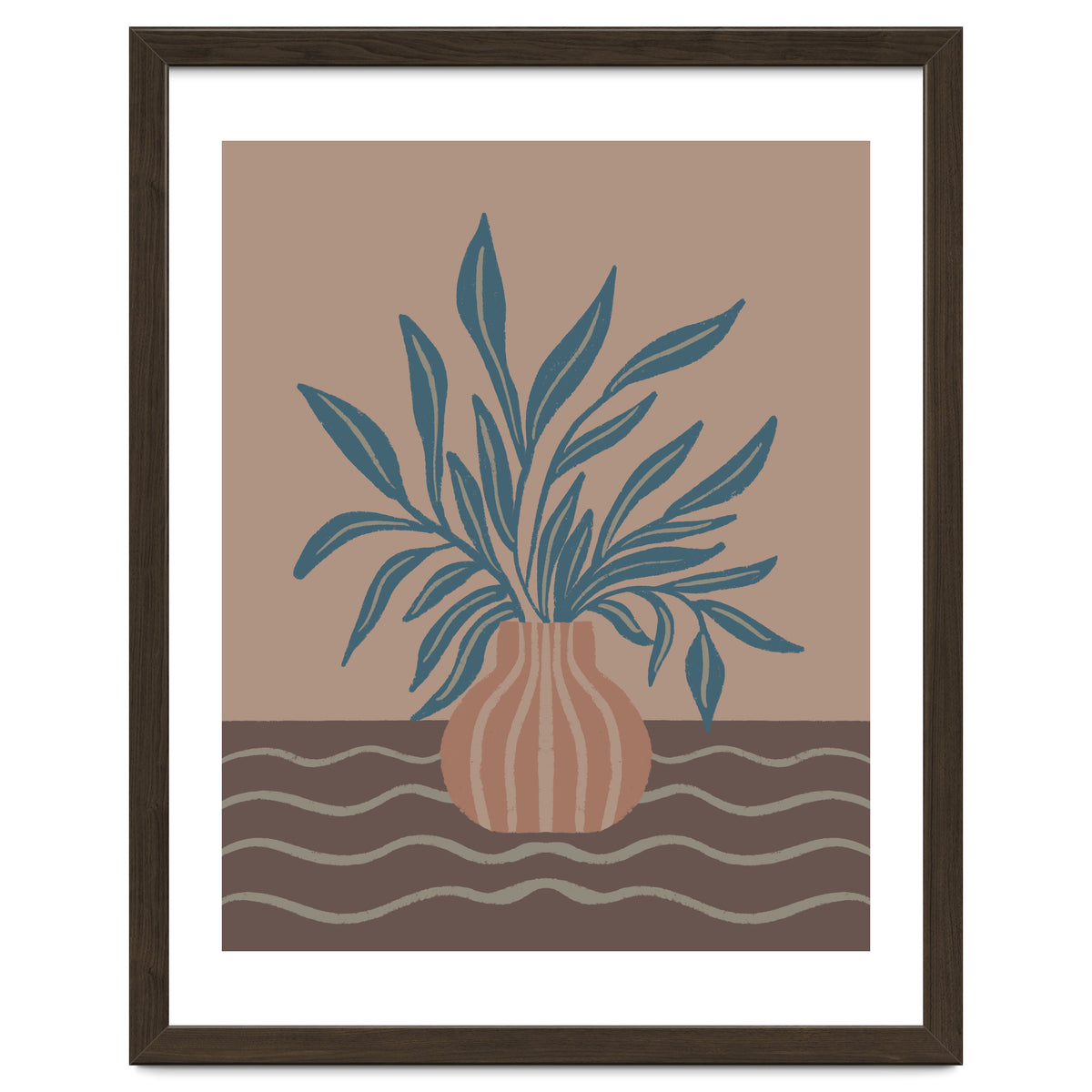 Modern Vase with Tropical Leaves