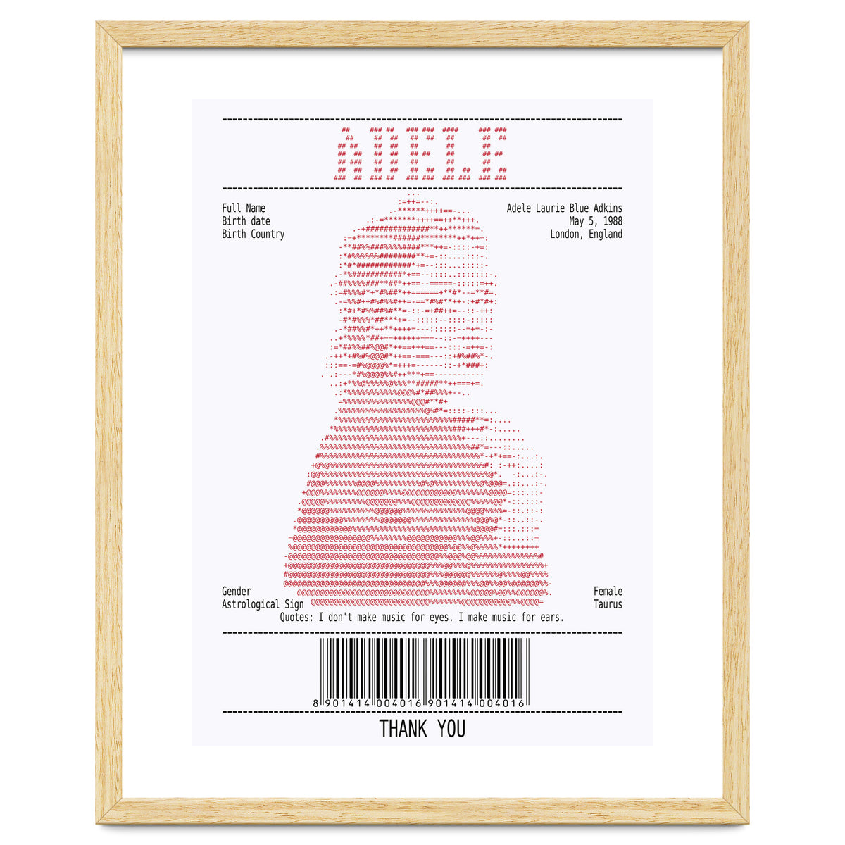 Receipt Art Adele Red