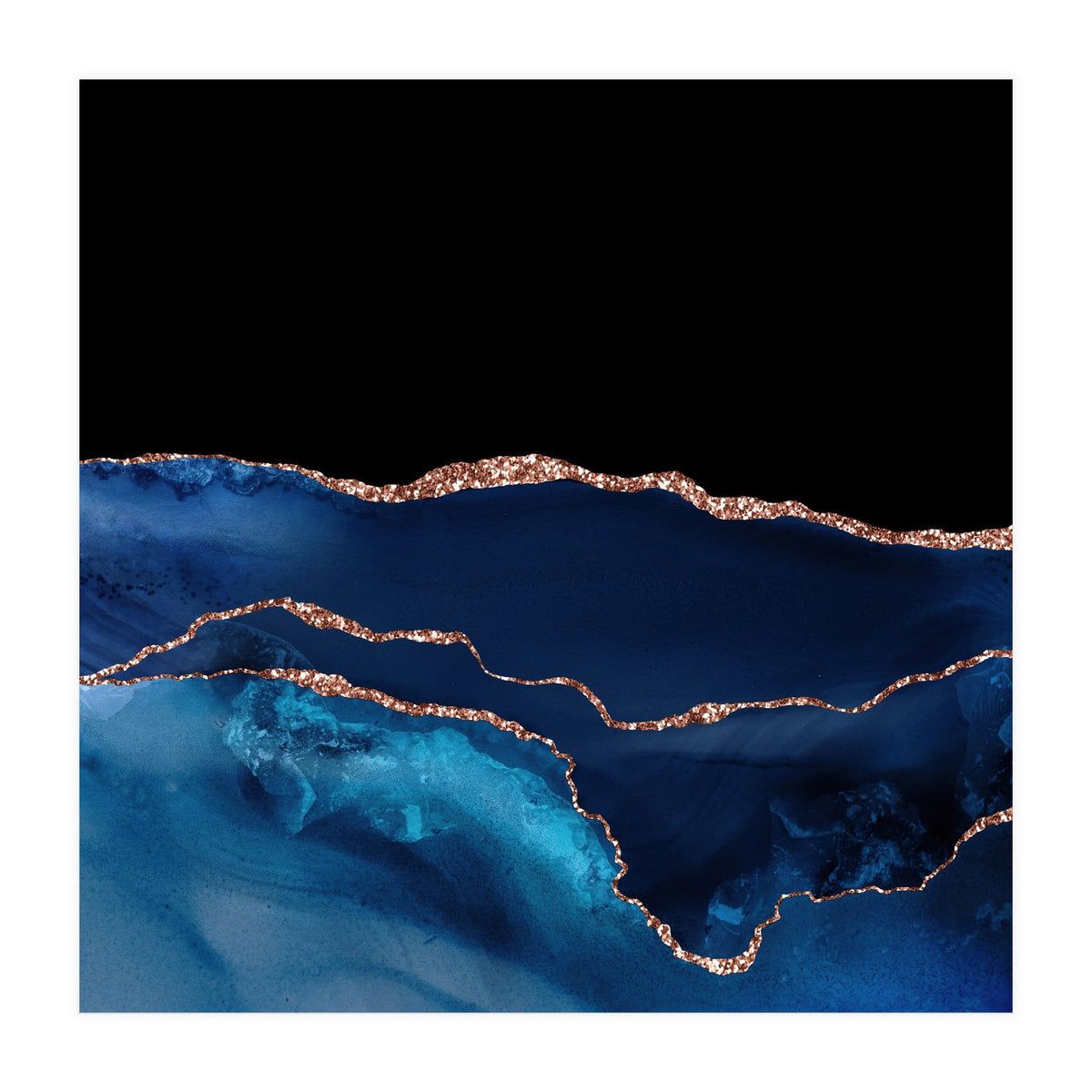 Navy & Rose Gold Agate Texture 07 (Print Only)