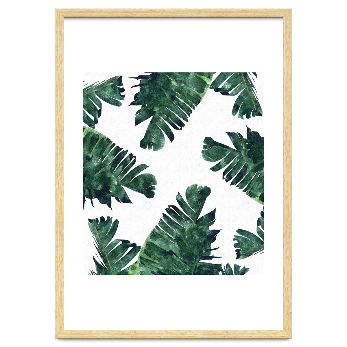 Banana Leaf Watercolor Painting, Tropical Nature Botanical Palm Illustration Bohemian Minimal Luxe