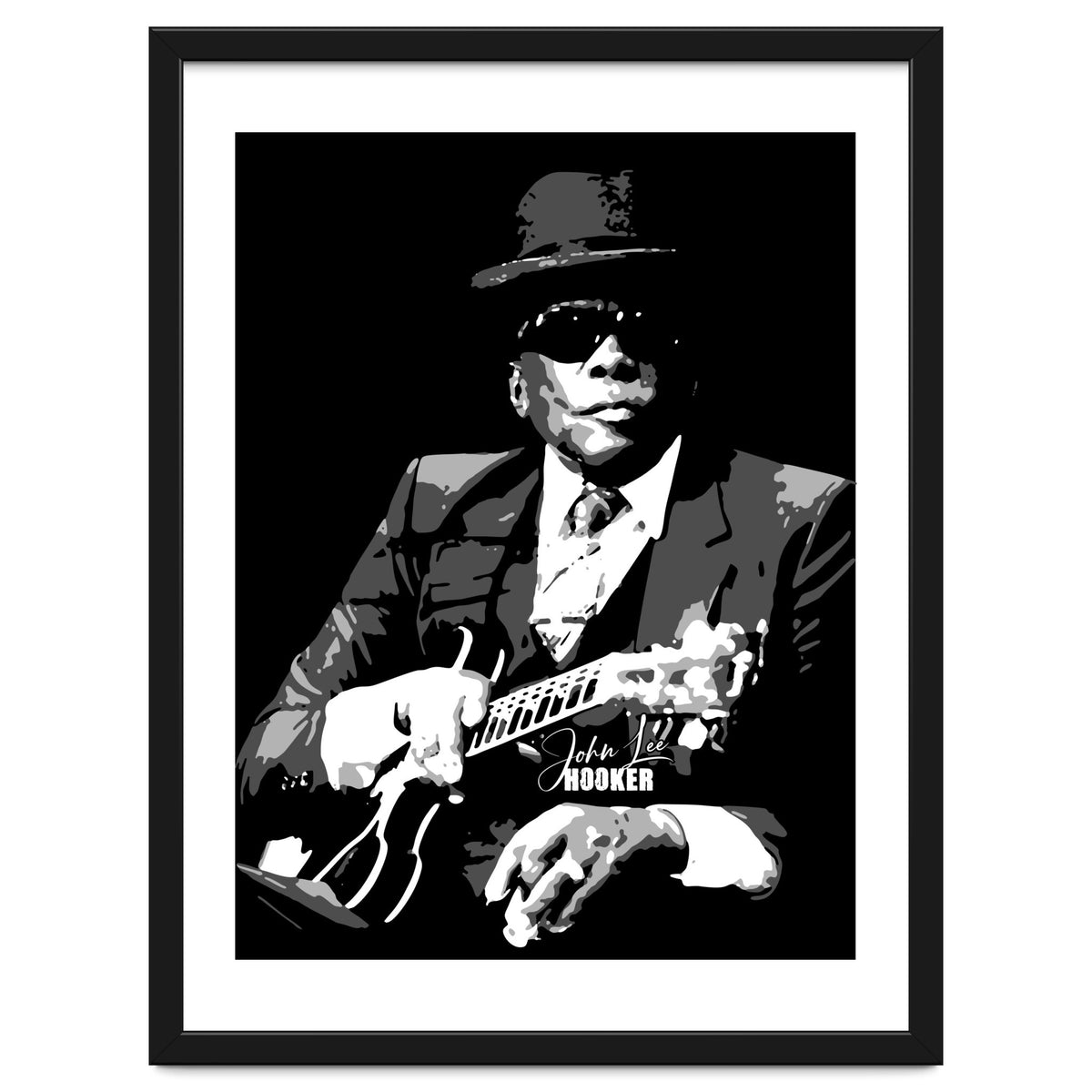 John Lee Hooker American Blues Guitarist in Grayscale