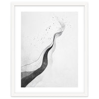 Abstract Black And White Ink Flowing Lines With Splatter