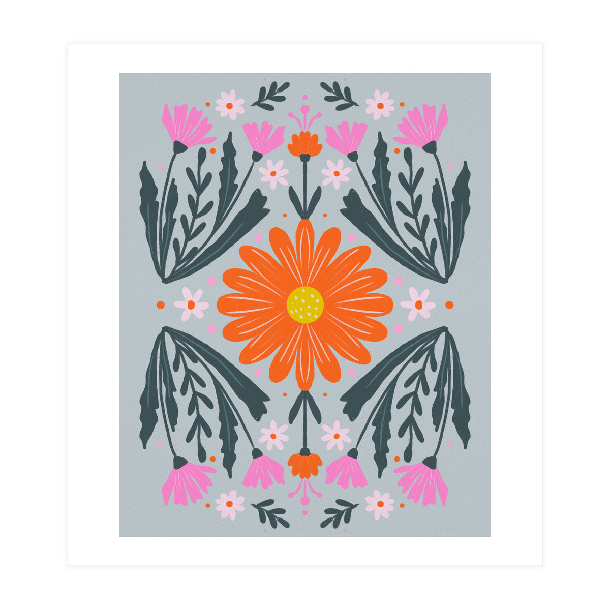 Orange Flower with pink buds (Print Only)