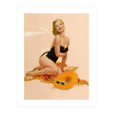 Pinup Woman Is Posing On A Beach (Print Only) thumbnail