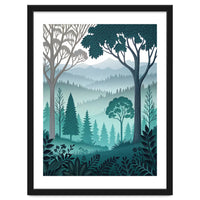 Vibrant Silhouettes in the Misty Teal Highlands