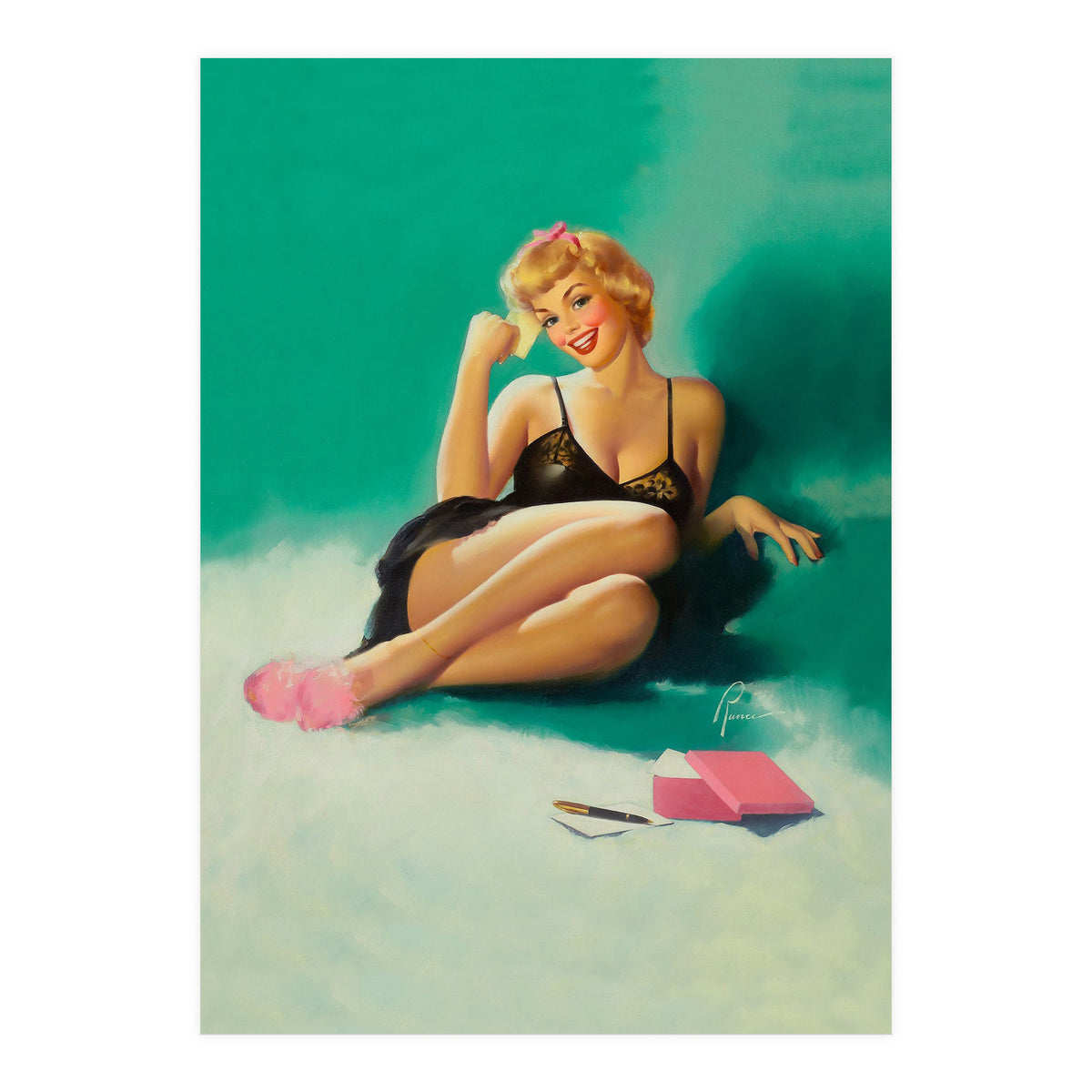 Sexy Pinup Girl With Phone Number For You (Print Only)