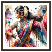 Hindu Woman Dancer With Jewelry And Sari