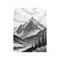 Majestic Alpine Mountain Range Sketch (Print Only)