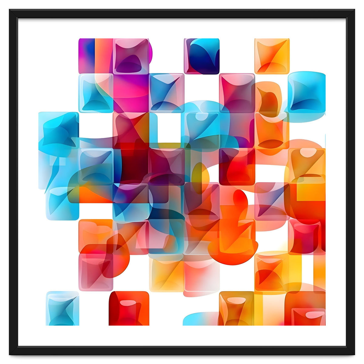 JELL, Multi-colored squares against a white backdrop.