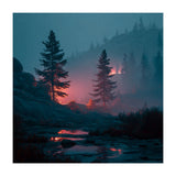 Atmospheric Twilight Pine Forest with Glowing Crimson Light (Print Only) thumbnail