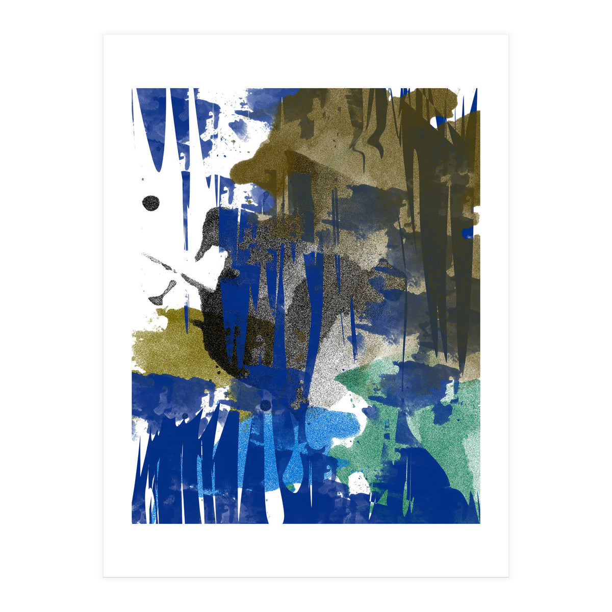 A Beautiful Mess, Abstract Blue Black Dark Eclectic Painting, Luxe Texture Contemporary Modern (Print Only)