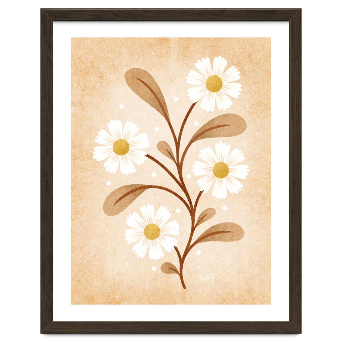 Vintage Beige Daisies
