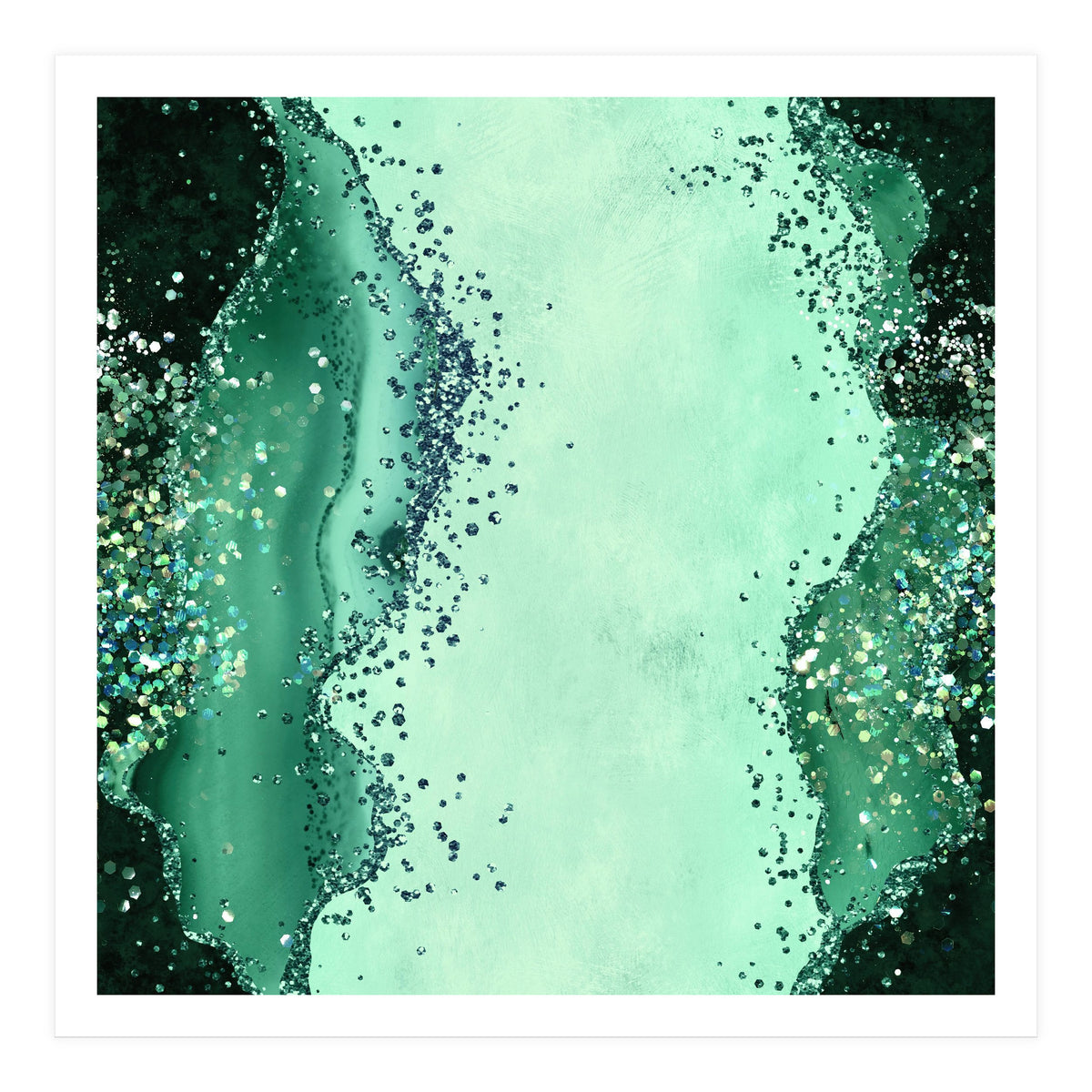 Emerald Glitter Agate Texture 01  (Print Only)