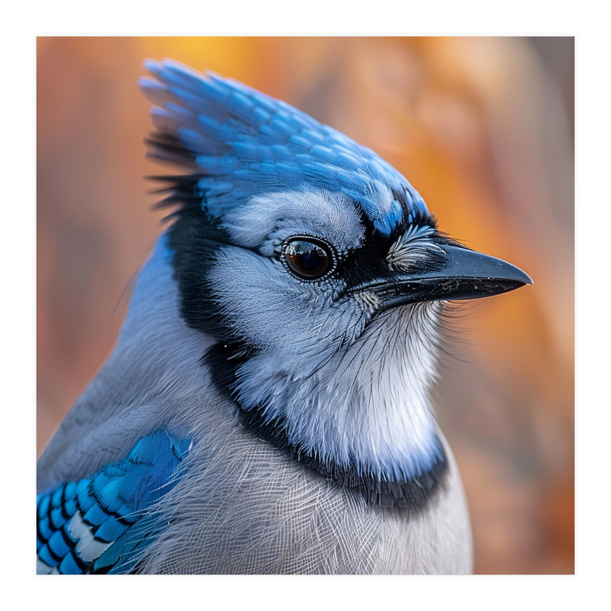 Blue Jay Bird Close Up Detailed Portrait (Print Only)