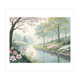Springtime Blossoms: A Serene Garden Stream (Print Only) thumbnail