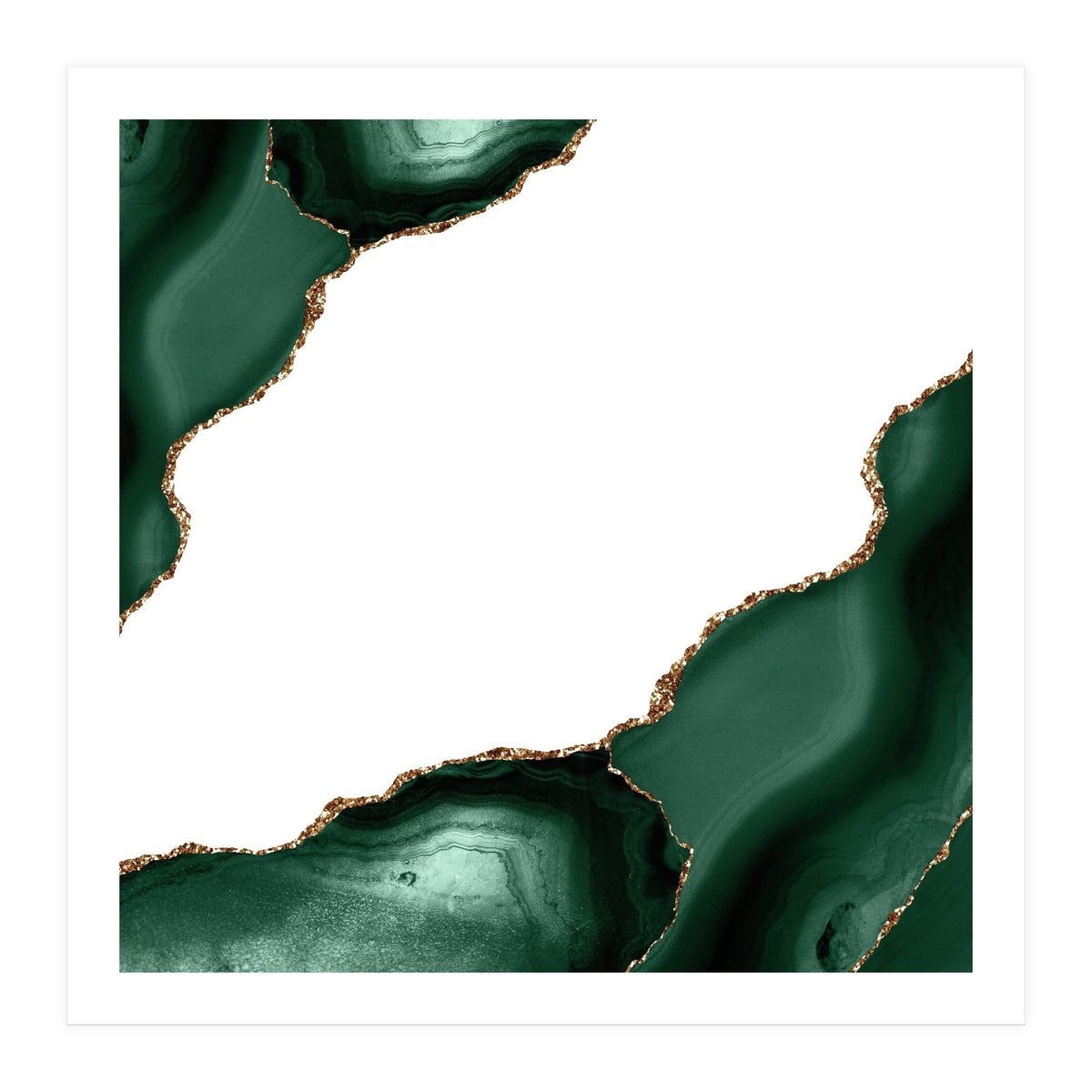 Emerald & Gold Agate Texture 16 (Print Only)