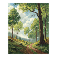 Vibrant Summer Forest Landscape Painting (Print Only)