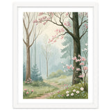 Enchanted Spring Woodland Path with Blooming Cherry Blossoms and Misty Pastel Forest Atmosphere thumbnail