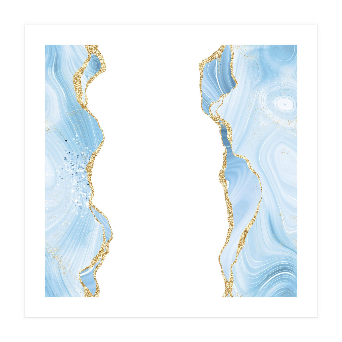 Blue & Gold Glitter Agate Texture 08  (Print Only)