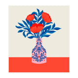 Poppies in a vase - red and blue (Print Only) thumbnail
