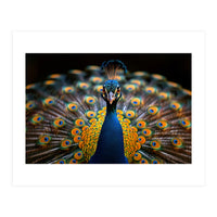Close Up Peacock Displaying Its Feathers (Print Only)