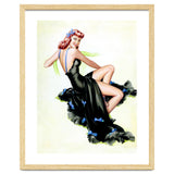 Pinup Girl Posing In Black Dress thumbnail